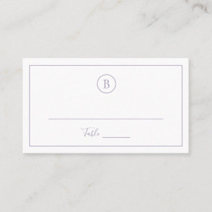 Monogram Traditional Simple Dusty Purple Wedding Place Card