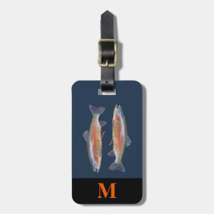 Monogram Travel Grey Orange River Trout Fish Luggage Tag