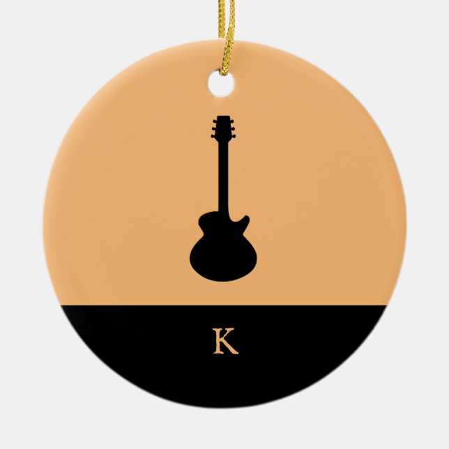 Monogram Travel Music Electric Bass Guitar Ceramic Ornament (Front)