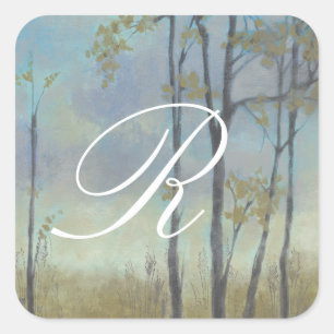 Monogram   Tree-Lined Wheat Grass I Square Sticker