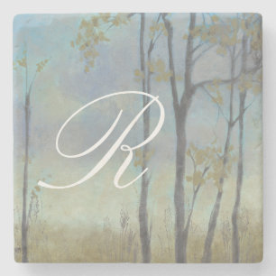 Monogram Tree-Lined Wheat Grass I Stone Coaster