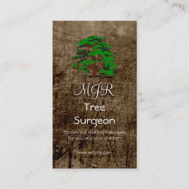 Monogram, Tree Surgeon, leather-effect Business Card (Front)