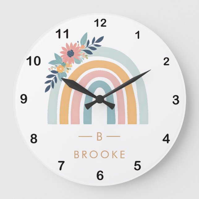 Monogram trending pink large clock (Front)