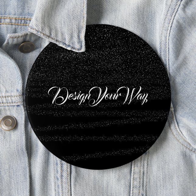 monogram trendy black retro script initial simple  6 cm round badge (In Situ)