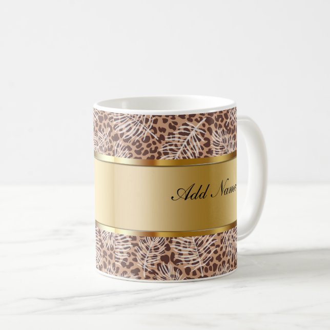 Monogram Trendy Coffee Mugs Leopard Pattern (Front Right)