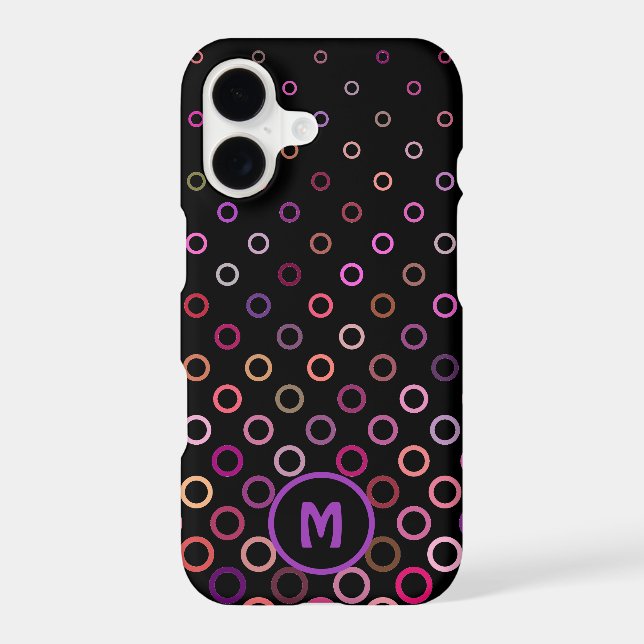 Monogram Trendy Colorful Circles on Black (Back)