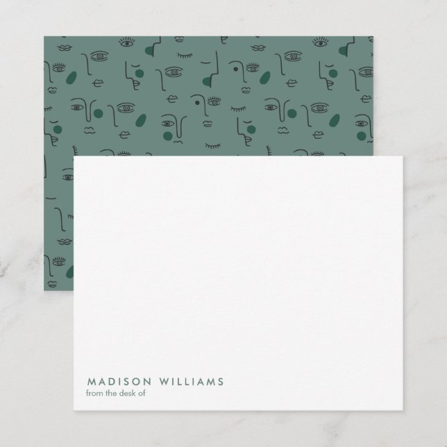 Monogram Trendy Modern  Note  Card (Front/Back)