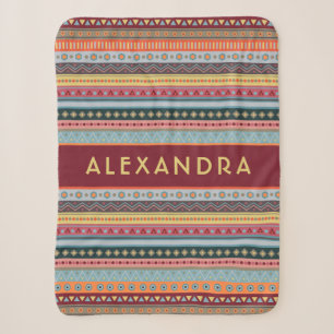 Monogram Tribal Pattern Colourful Sherpa Blanket