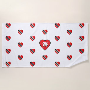 MONOGRAM Trinidad and Tobago Heart Flag on WHITE Beach Towel