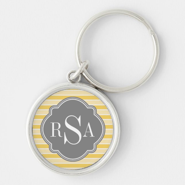 Monogram Trio Yellow Stripes Pattern Key Ring (Front)
