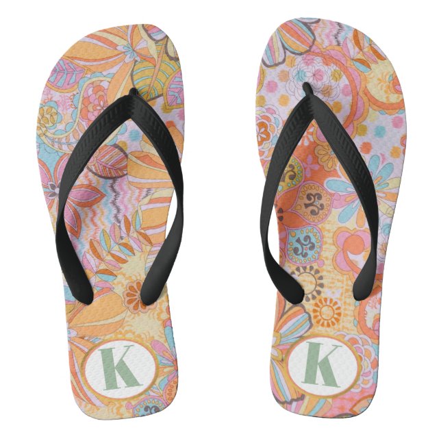 Monogram Trippy Nostalgic Floral Mood Thongs (Footbed)