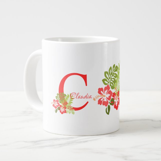 Monogram Tropical Flowers Jumbo Mug (Front Left)