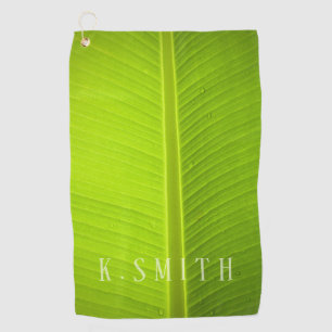 Monogram Tropical Green Banana Leaf Golf Towel