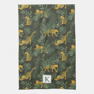 Monogram Tropical Leopard Jungle Cat Tea Towel