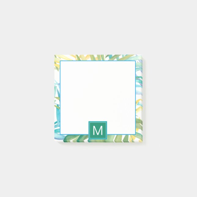 Monogram | Tropical Palm Leaves Post-it Notes (Front)