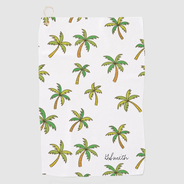 Monogram Tropical Palm Trees Pattern Golf Towel (Front)