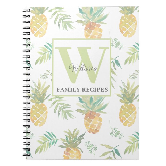 Monogram Tropical Pineapple Recipe Notebook (Front)