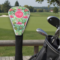 Monogram Tropical Pink Flamingo Floral Girly