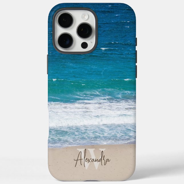 Monogram Tropical Sandy Beach Personalised Case-Mate iPhone Case (Back)