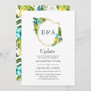 Monogram Tropical Summer Beach Wedding Update Invitation