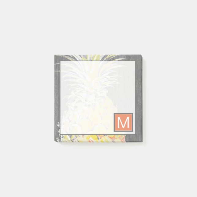 Monogram | Tropical Yellow Pinneapple Post-it Notes (Front)