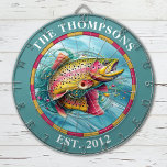 Monogram Trout Fly Fisherman Dartboard<br><div class="desc">Personalise this trout fisherman dartboard with your family name and established date. Designed for you by Blackberry Boulevard.</div>