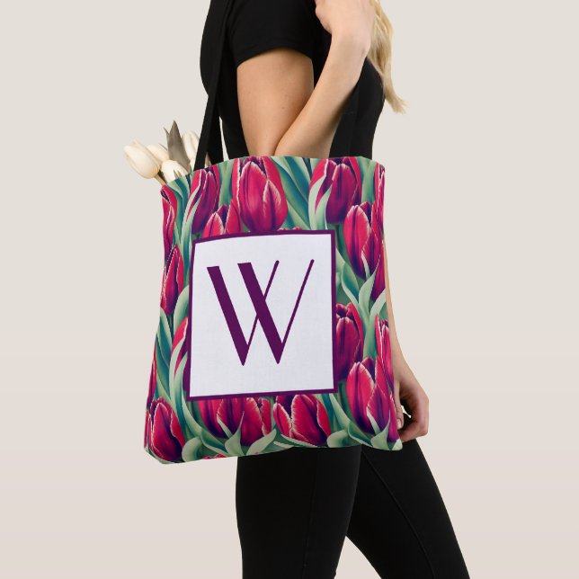 Monogram Tulip Tote Bag (Close Up)