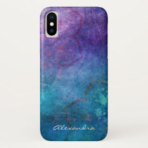 Monogram Turquoise and Green Lotus Flower iPhone X Case