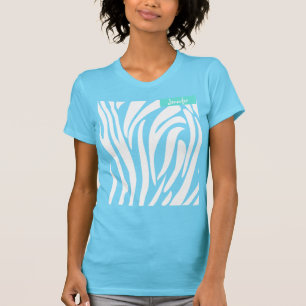 Monogram Turquoise Colour Striped Zebra Pattern T-Shirt