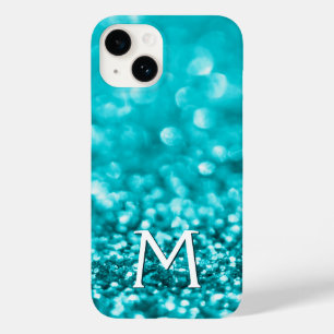 Monogram Turquoise Glitter Case-Mate iPhone 14 Case