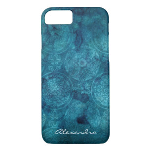 Monogram Turquoise Mandala Watercolor Pattern iPhone 8/7 Case