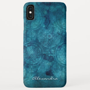 Monogram Turquoise Mandala Watercolor Pattern iPhone XS Max Case