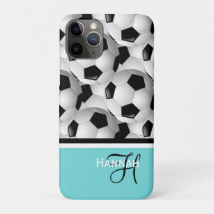 Monogram Turquoise Soccer Ball Pattern Case-Mate iPhone Case