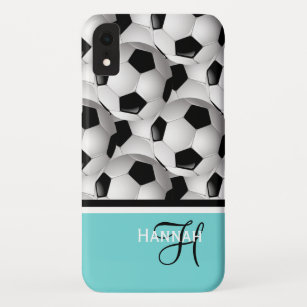 Monogram Turquoise Soccer Ball Pattern Case-Mate iPhone Case