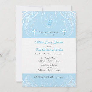 Monogram Twin Boys Baptism Invitation