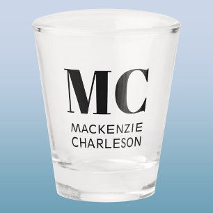 Monogram Two Initials Name Custom Shot Glass