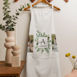 Monogram Two Photos | Personalised Greenery Frame Apron<br><div class="desc">Monogram Two Photos | Personalised Greenery Frame</div>