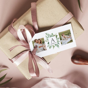 Monogram Two Photos   Personalised Greenery Frame Gift Tags