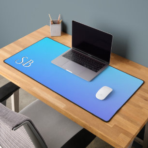 Monogram Two Tone Blue Colour Combination   Desk Mat