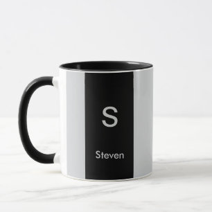 Monogram Two Tone Modern Black and Grey Mug