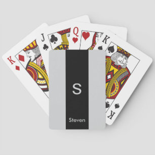 Monogram Two Tone Modern Black and Grey Playing Cards