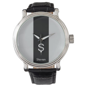Monogram Two Tone Modern Black and Grey Watch
