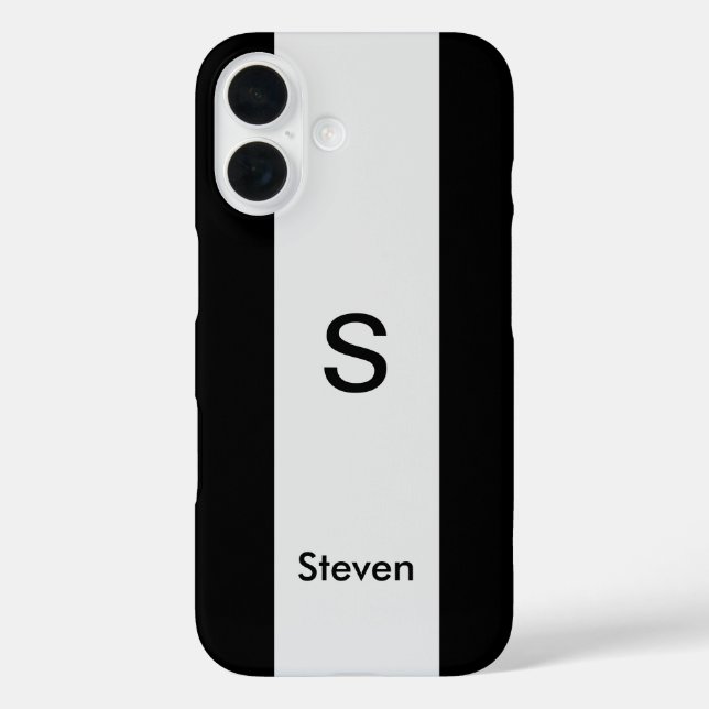 Monogram Two Tone Modern Black and Light Grey Case-Mate iPhone Case (Back)