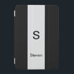 Monogram Two Tone Modern Black and Light Grey iPad Mini Cover<br><div class="desc">A minimalist monogram design with a grey stripe down the centre with a monogram and your name below. The perfectly custom gift or accessory!</div>