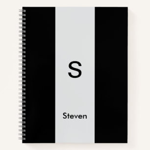 Monogram Two Tone Modern Black and Light Grey Notebook