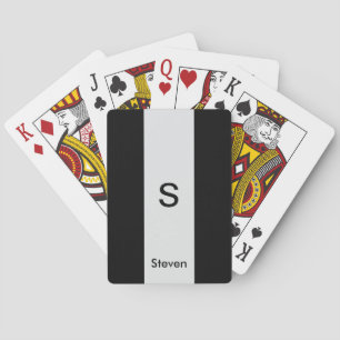 Monogram Two Tone Modern Black and Light Grey Playing Cards