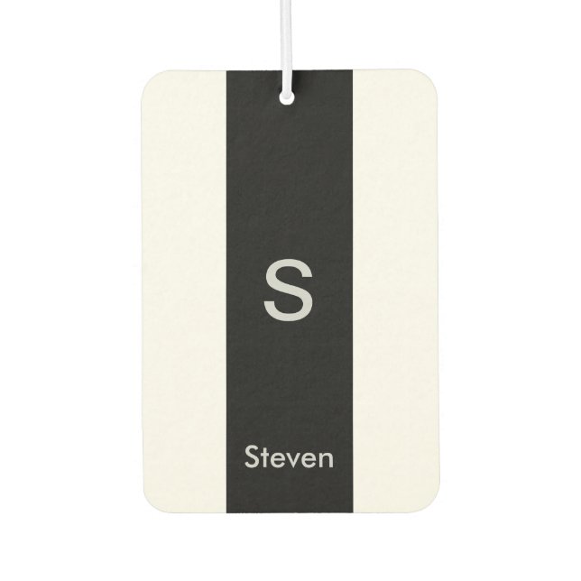 Monogram Two Tone Modern Black and White Car Air Freshener (Front)