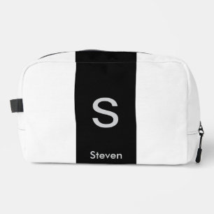 Monogram Two Tone Modern Black and White Dopp Kit