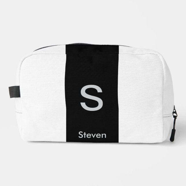 Monogram Two Tone Modern Black and White Dopp Kit (Front)