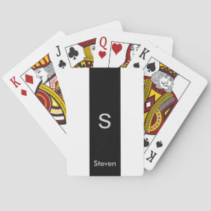 Monogram Two Tone Modern Black and White Playing Cards